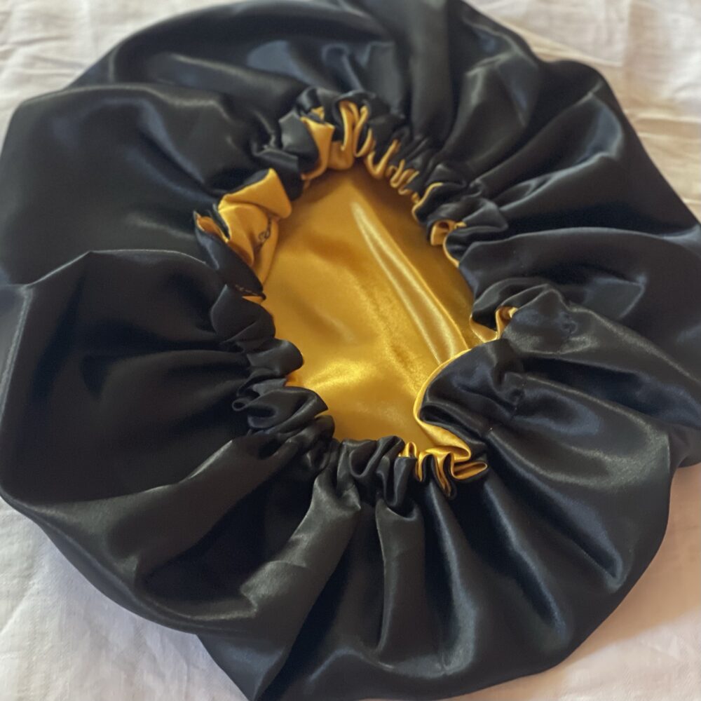 Black and Gold Satin Bonnet