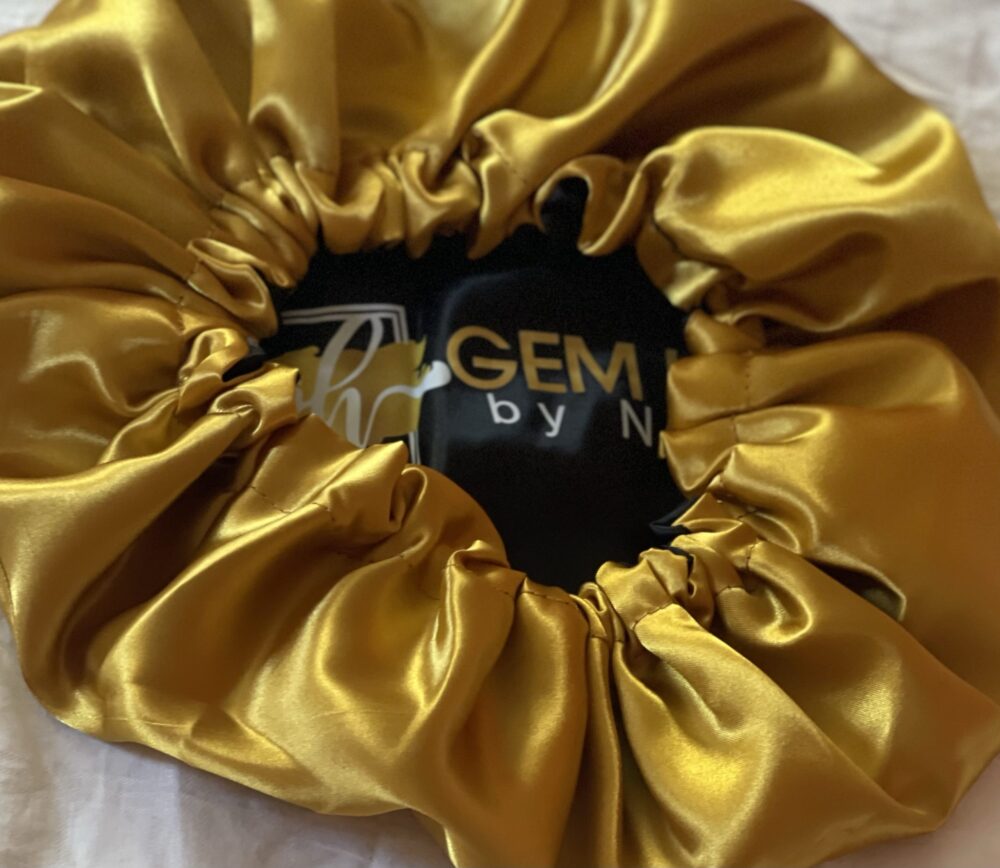 Black and Gold Satin Bonnet - Image 2